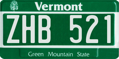 VT license plate ZHB521