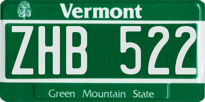 VT license plate ZHB522