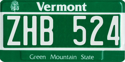 VT license plate ZHB524
