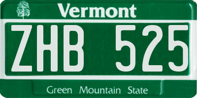 VT license plate ZHB525