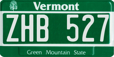 VT license plate ZHB527
