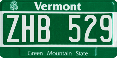 VT license plate ZHB529