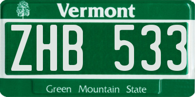 VT license plate ZHB533