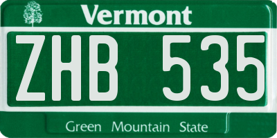 VT license plate ZHB535