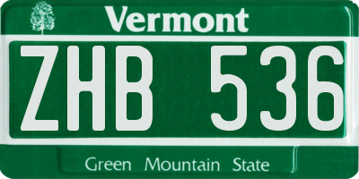 VT license plate ZHB536