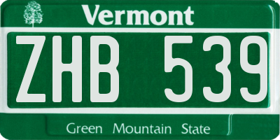 VT license plate ZHB539