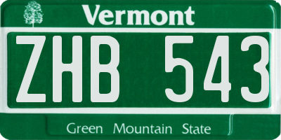 VT license plate ZHB543
