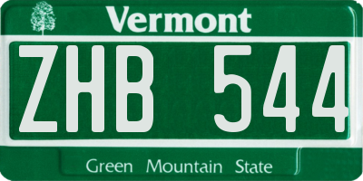 VT license plate ZHB544