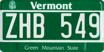 VT license plate ZHB549