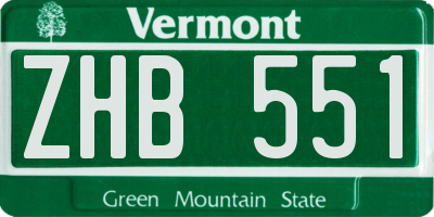 VT license plate ZHB551