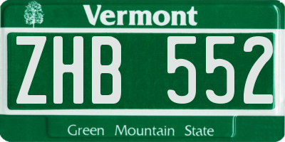 VT license plate ZHB552