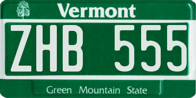 VT license plate ZHB555
