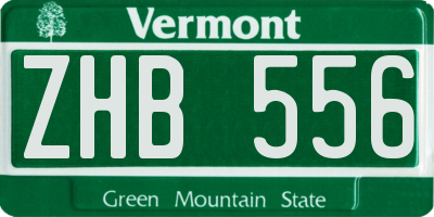 VT license plate ZHB556