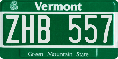 VT license plate ZHB557