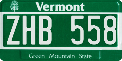 VT license plate ZHB558
