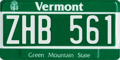 VT license plate ZHB561