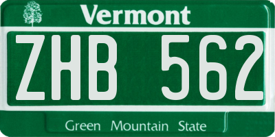 VT license plate ZHB562