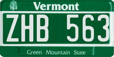 VT license plate ZHB563
