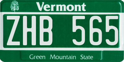 VT license plate ZHB565