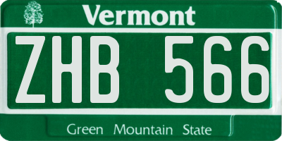 VT license plate ZHB566