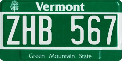 VT license plate ZHB567