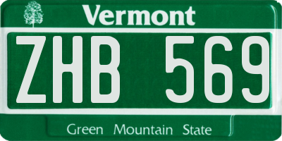 VT license plate ZHB569