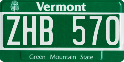 VT license plate ZHB570
