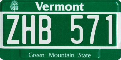 VT license plate ZHB571