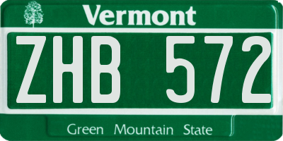 VT license plate ZHB572