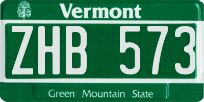 VT license plate ZHB573