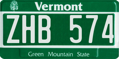 VT license plate ZHB574