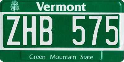 VT license plate ZHB575