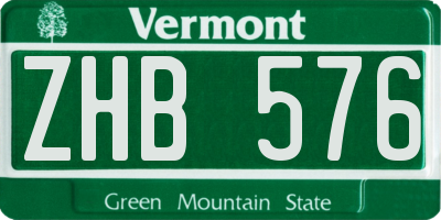 VT license plate ZHB576