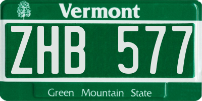 VT license plate ZHB577