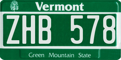 VT license plate ZHB578