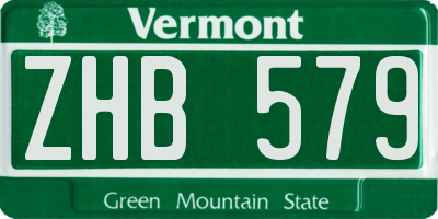 VT license plate ZHB579
