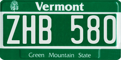 VT license plate ZHB580