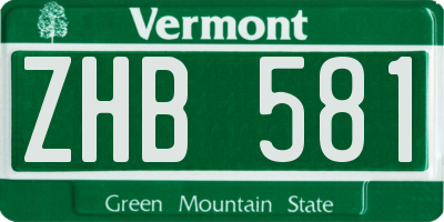 VT license plate ZHB581