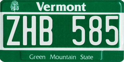 VT license plate ZHB585