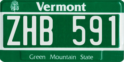 VT license plate ZHB591