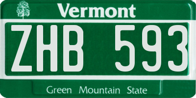 VT license plate ZHB593