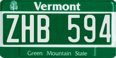 VT license plate ZHB594