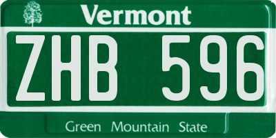 VT license plate ZHB596