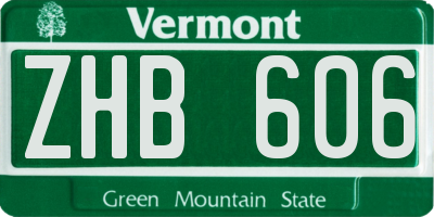 VT license plate ZHB606