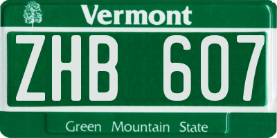 VT license plate ZHB607