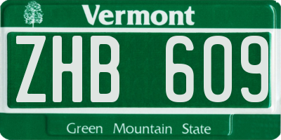 VT license plate ZHB609