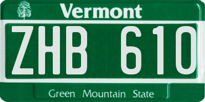 VT license plate ZHB610
