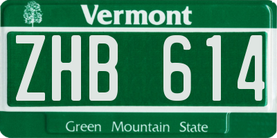 VT license plate ZHB614