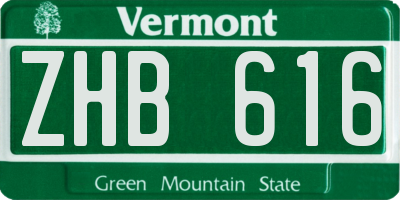 VT license plate ZHB616