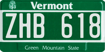 VT license plate ZHB618